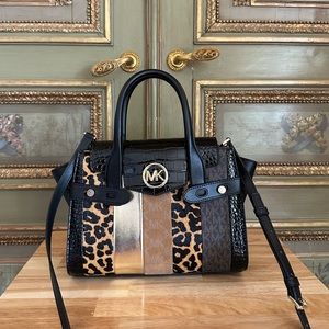 Michael Kors Carmen Patchwork Medium Flap leather satchel crossbody purse NWT